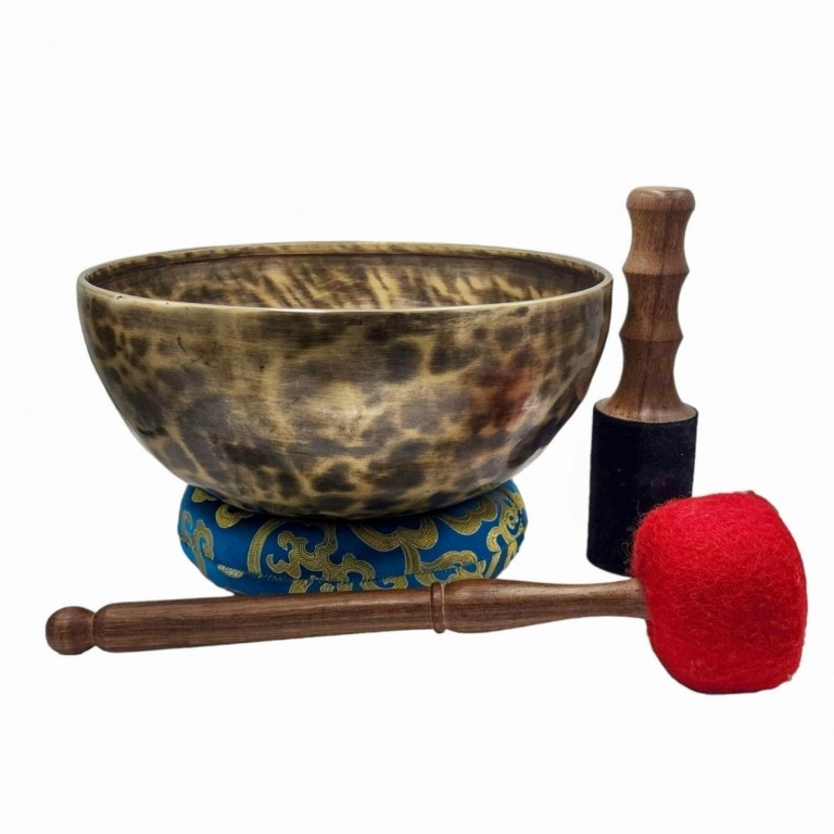 10 Inches Tiger Eye - Tibetan Handmade Singing Bowl - Sound Healing, Meditation