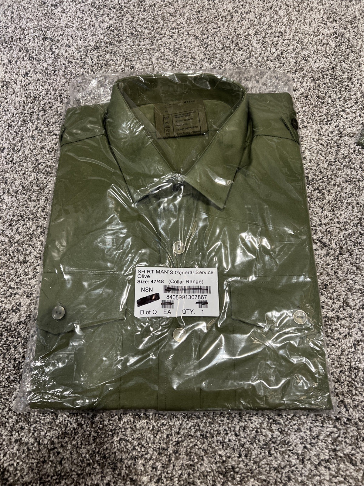 Men’s Size 47/48 British Army General Service Olive Long Sleeve Shirt 