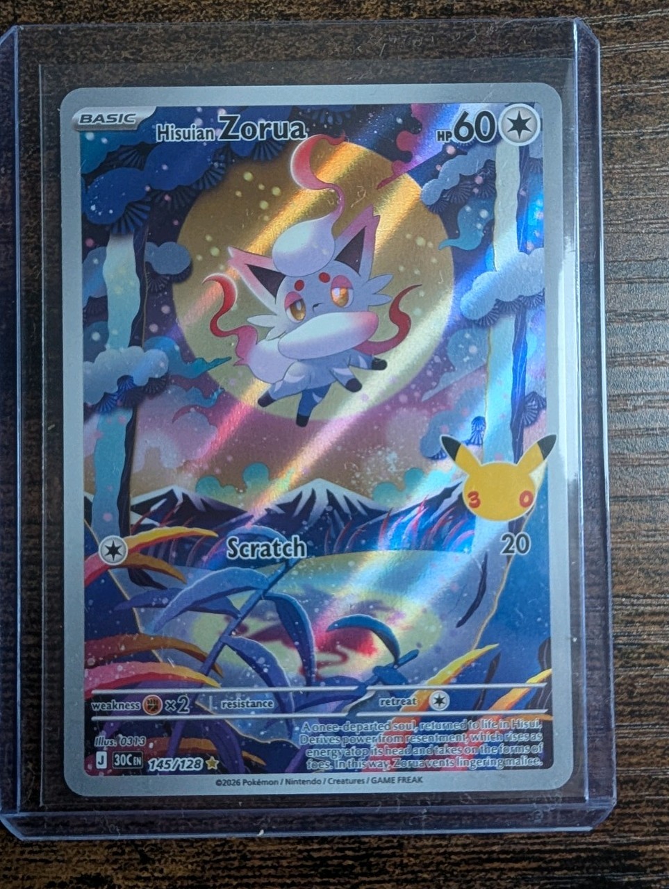 Pokémon TCG Hisuian Zorua 145/128 Illustration Rare 30th Celebration Mint Card 