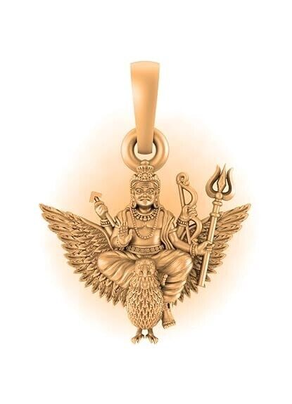 92.5 Sterling Silver 22k Gold Plated God Shani Dev Pendant