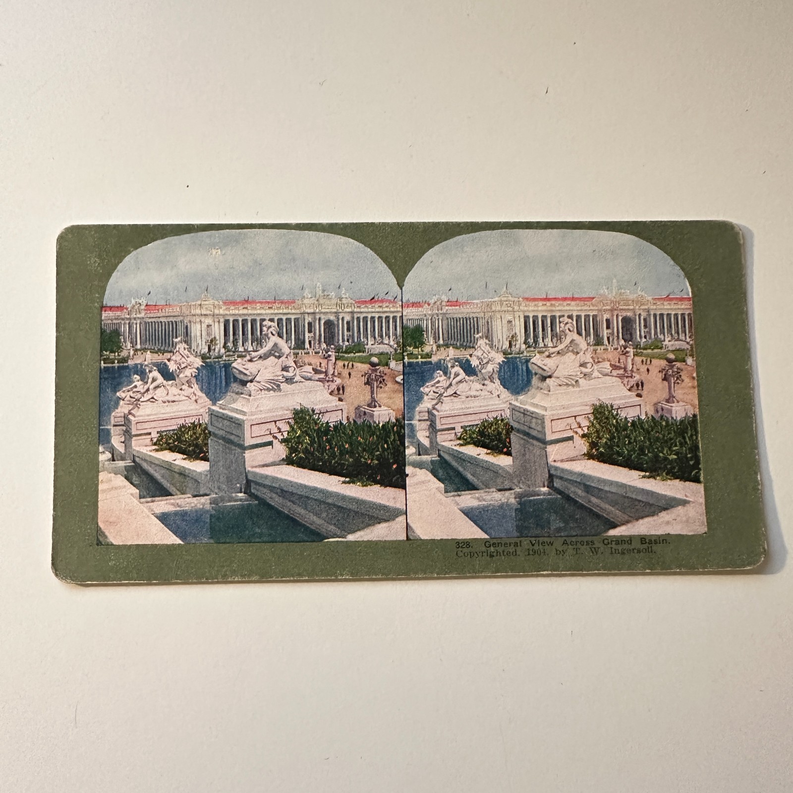 General View Across Grand Basin Antique Stereoview Card 5H6-4