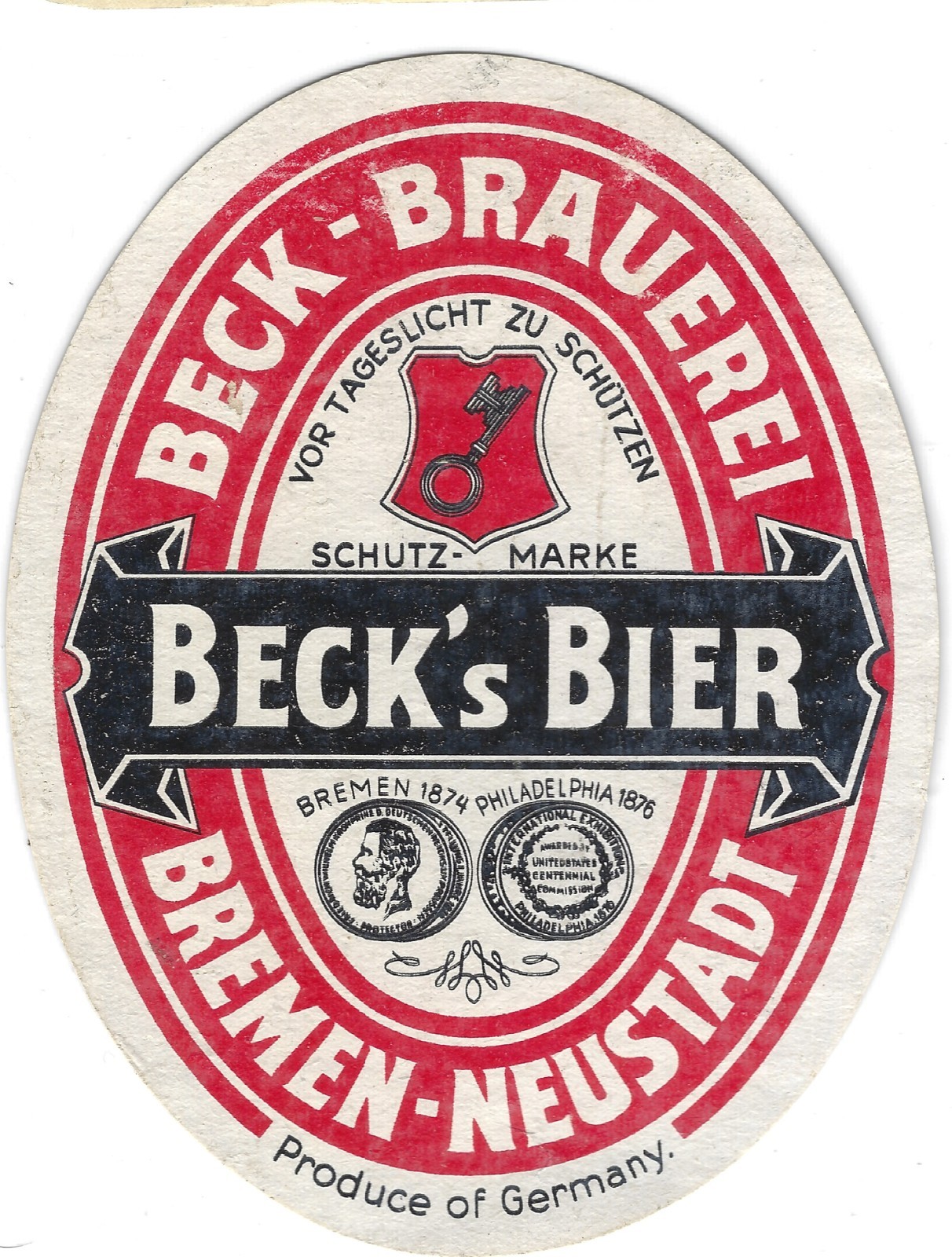 Beck\'s Bier Beck-Brauerei Bremen-Neustadt Germany Vintage Beer Bottle Label