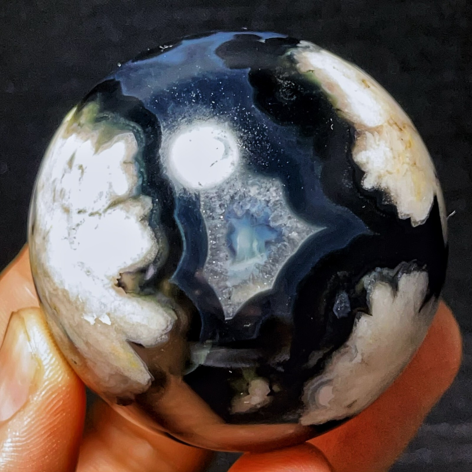 TOP 233G Natural Gobi Agate Eyes Agate Sphere  Crystal Stone Healing L2579