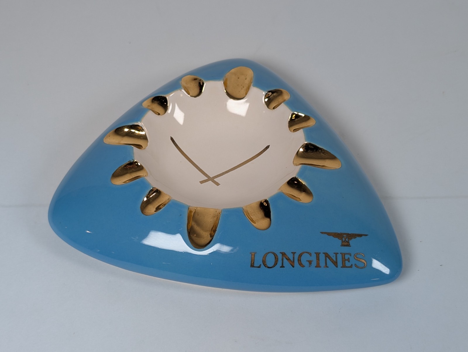 Rare Vtg Montre Longines Watch Co Ashtray By Fuhrmann MCM Guitar Pick Boomerang 