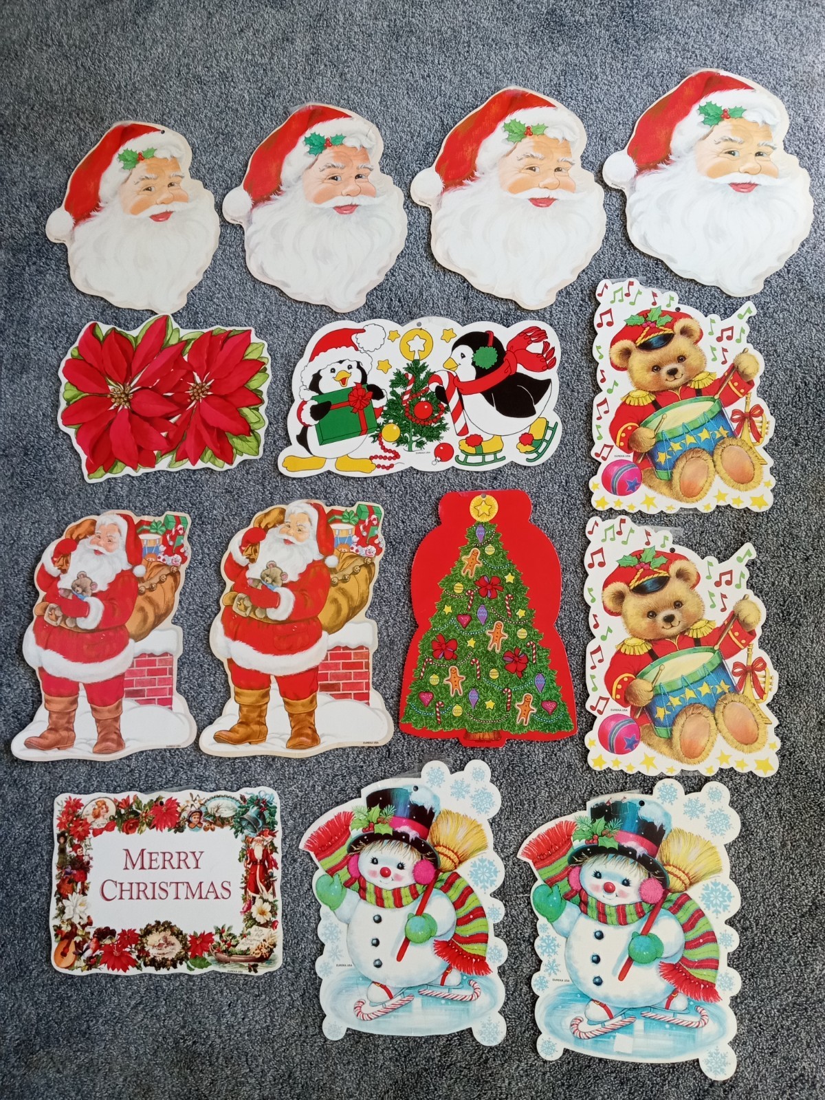 Lot of 14 Vtg Eureka Christmas Decor Die Cut Cutouts