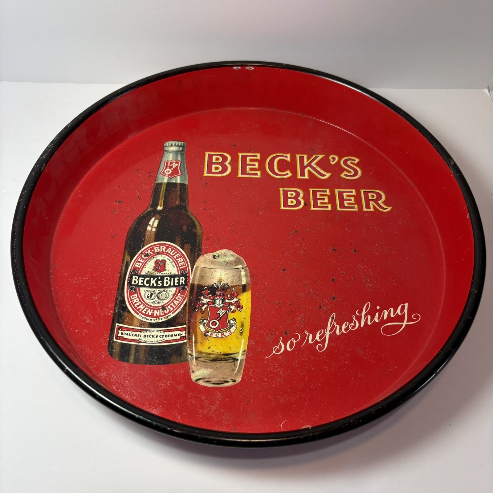 Vintage 1964 Beck’s Beer 13” Metal Serving Tray Made in Germany Breweriana