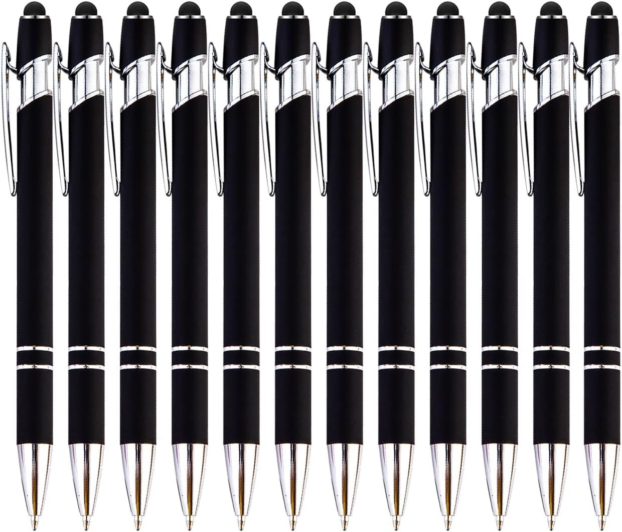 12 Pieces Black Ballpoint Pen with Stylus Tip, 2 in 1 Stylus Pen, Premium Metal 12 Pieces Black Ballpoint Pen with Stylus Tip, 2 in 1 Stylus Pen, Premium Metal