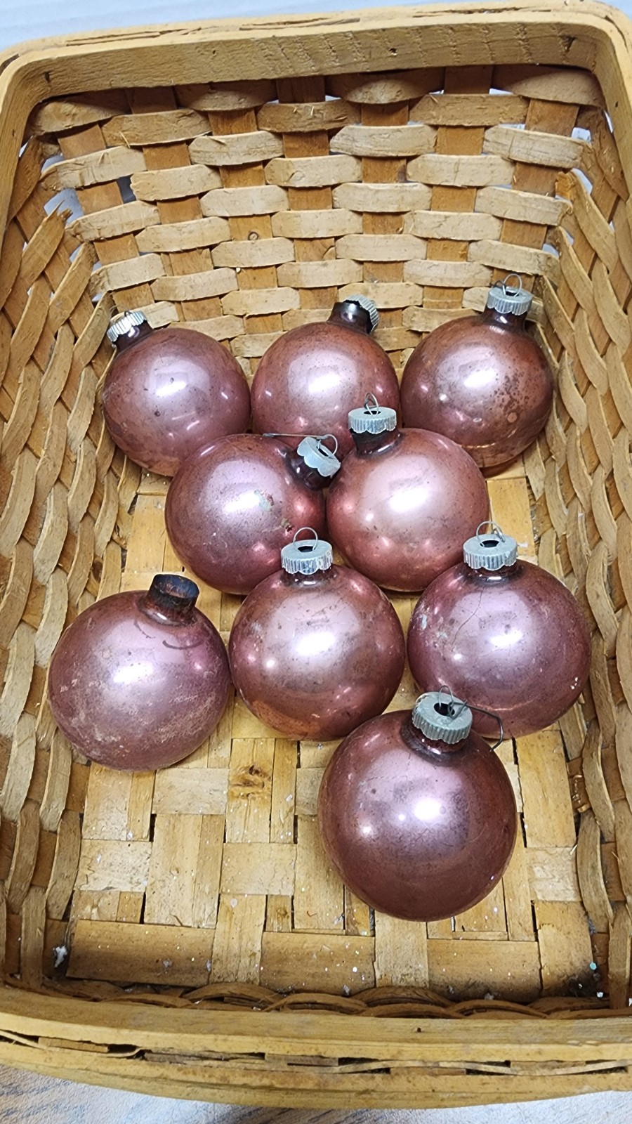 19 Vintage Shiny Brite pink really Faded Glass Christmas Ornaments 19 Vintage Shiny Brite pink really Faded Glass Christmas Ornaments