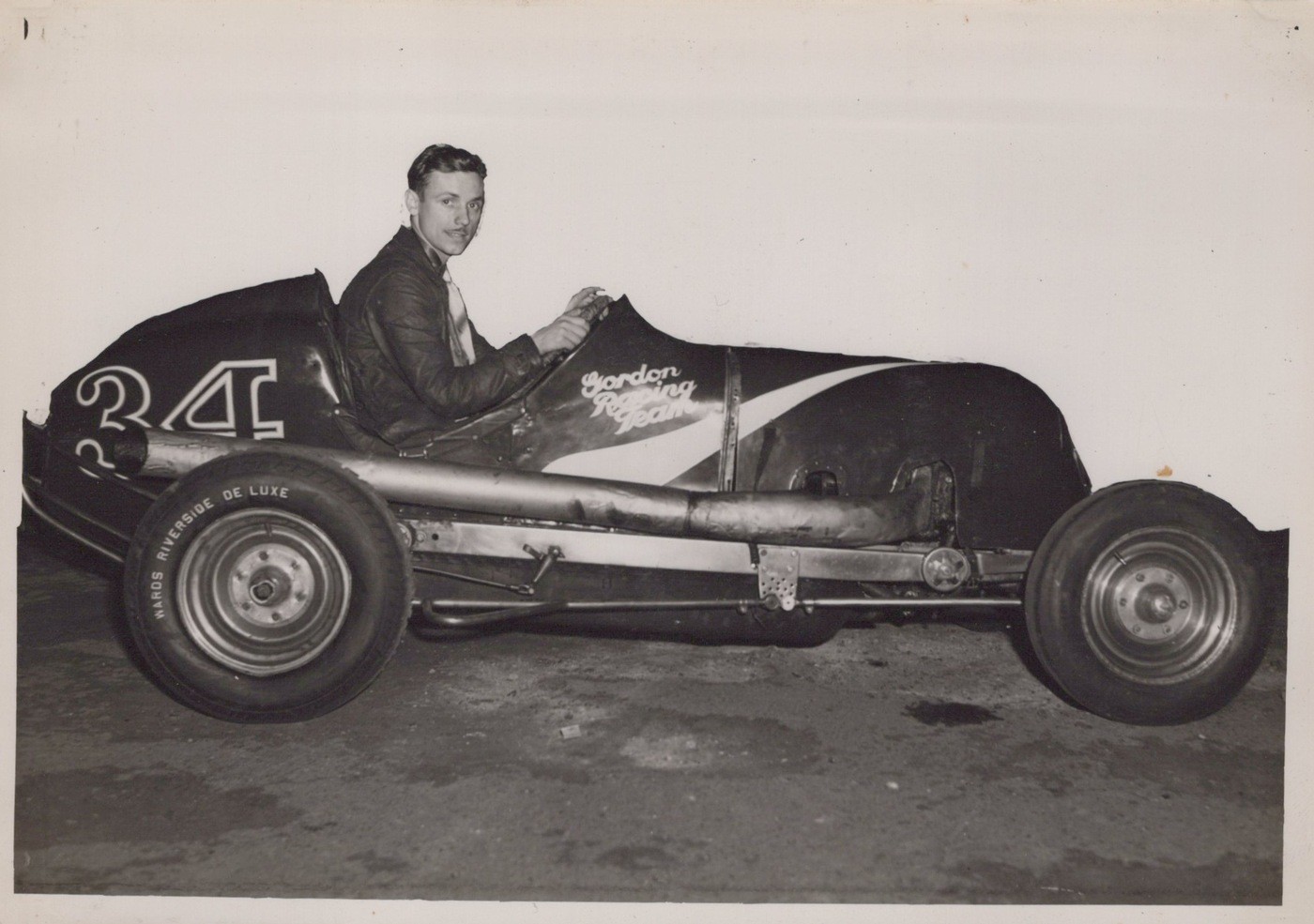 Gordon Racing #34 Midget Auto Racing Floral Park New York 1940s - Original Photo