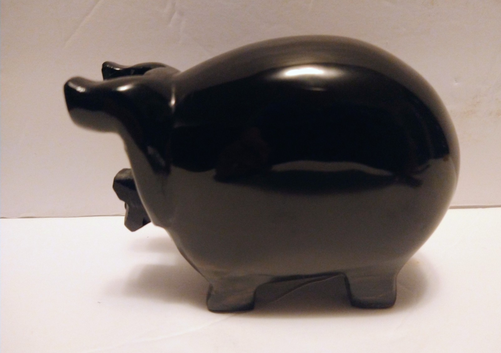 Vintage 1965 Hand Carved ( Black Marble ) Pig Solid / Heavy Figure Vintage 1965 Hand Carved ( Black Marble ) Pig Solid / Heavy Figure