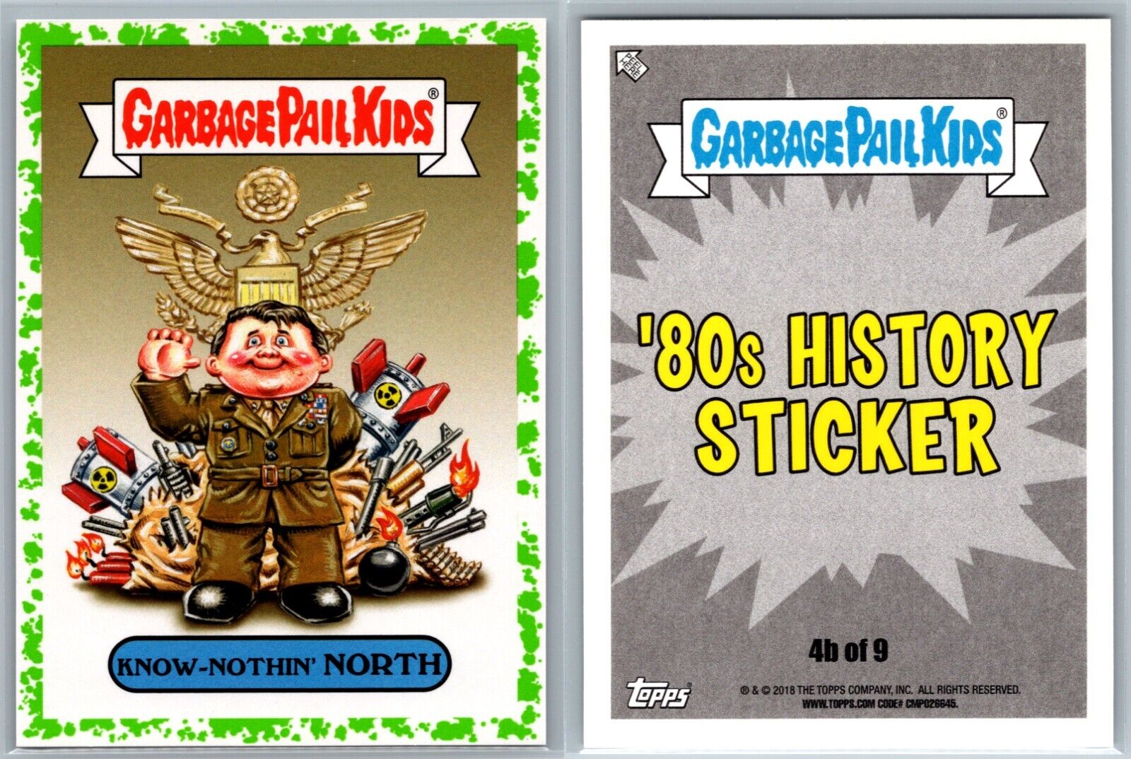 2018 Topps Garbage Pail Kids GPK 80's History Puke Green Know Nothin North Card