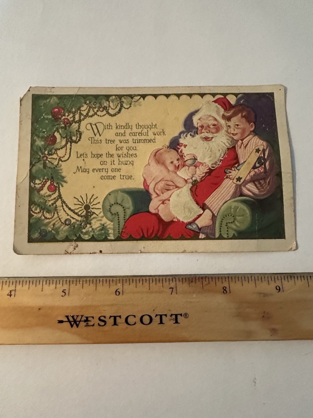 Antique Christmas Postcard Embossed Santa Claus 1924 Posted Vintage Holiday