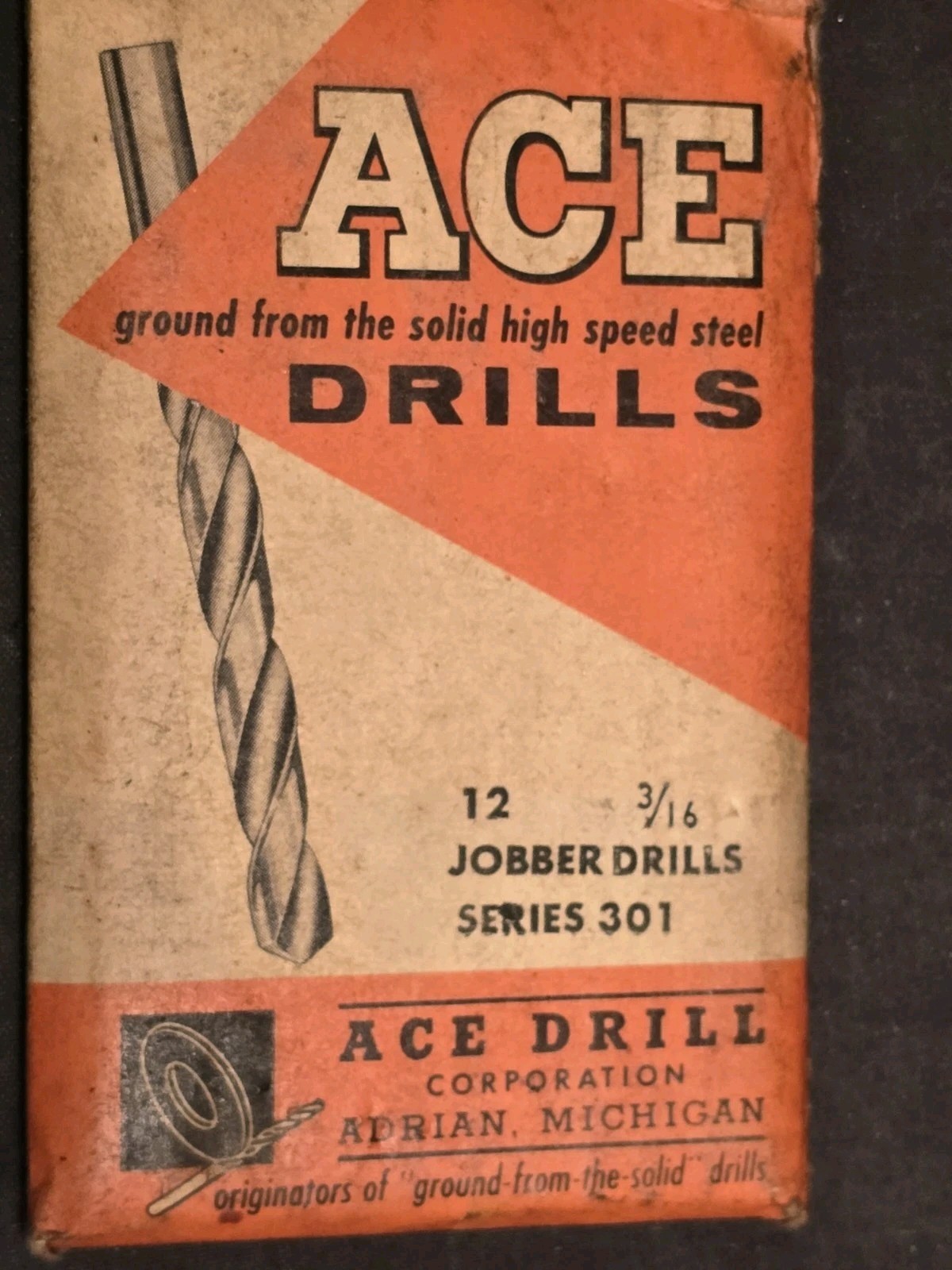 Vintage Ace Drill Co. Pack of 12  No. 301 3/16\