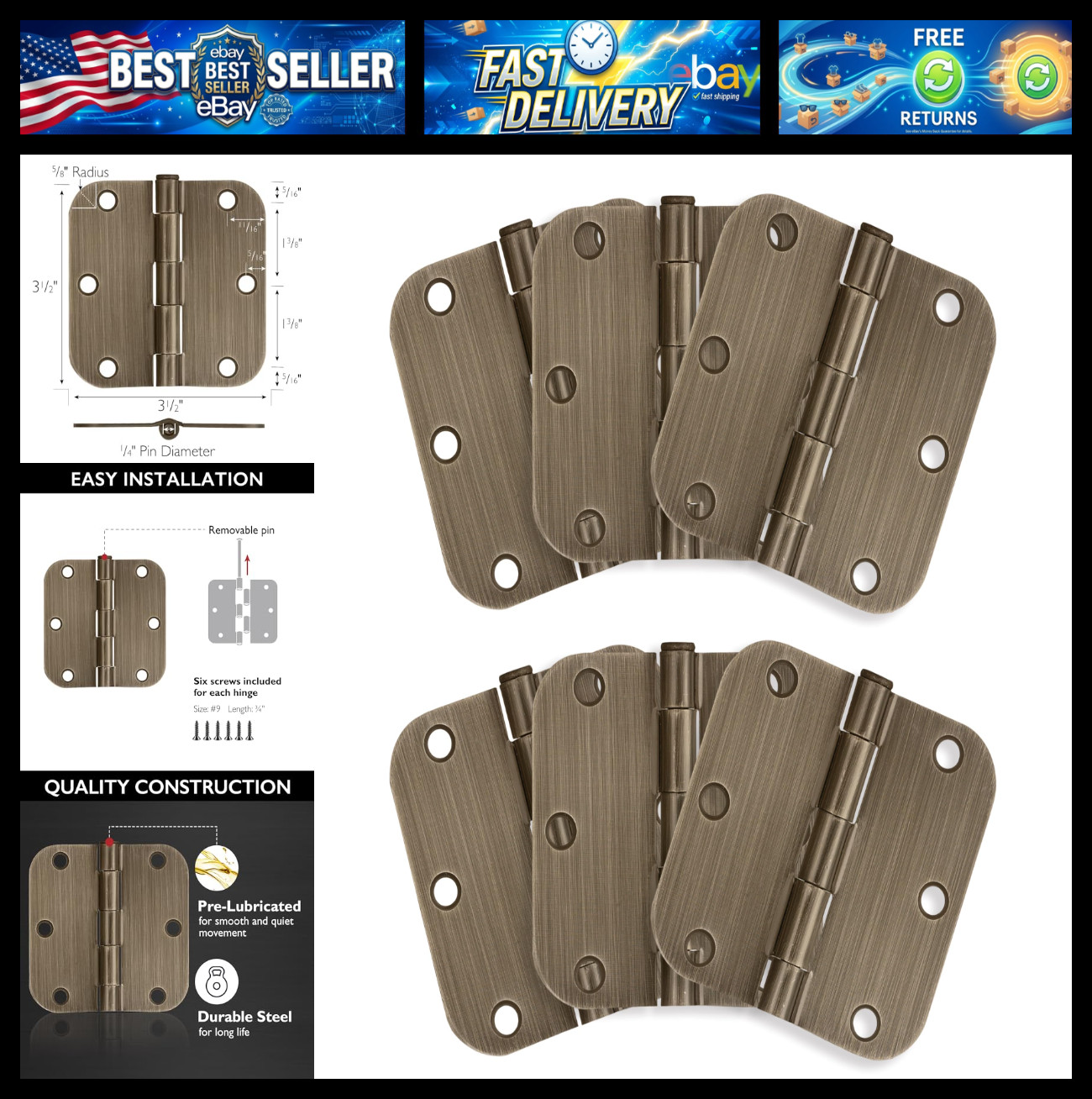 Design House Interior Door Hinge, 3.5\