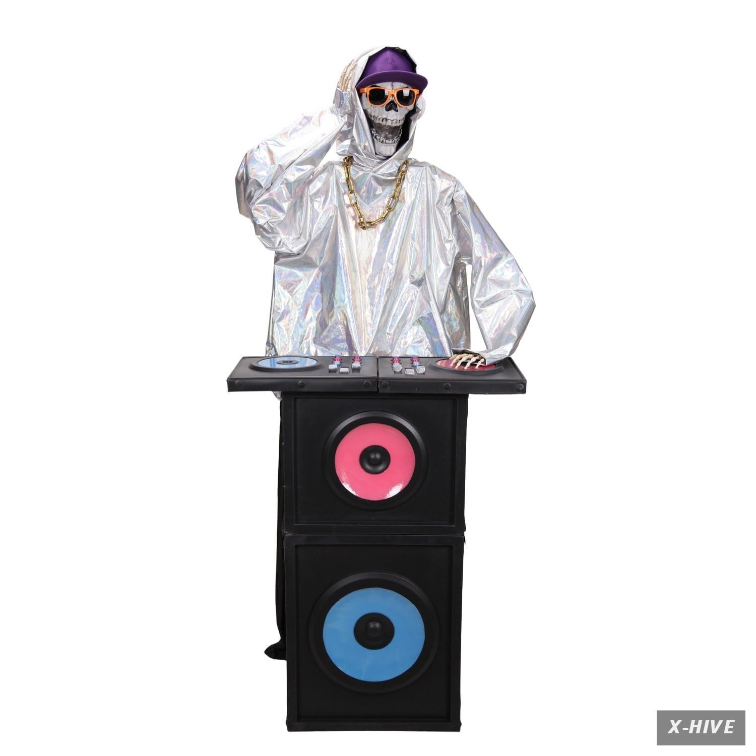 Haunted Hill Farm Lighted Holiday Displays 5.6-Ft DJ Skeleton Halloween Black 1