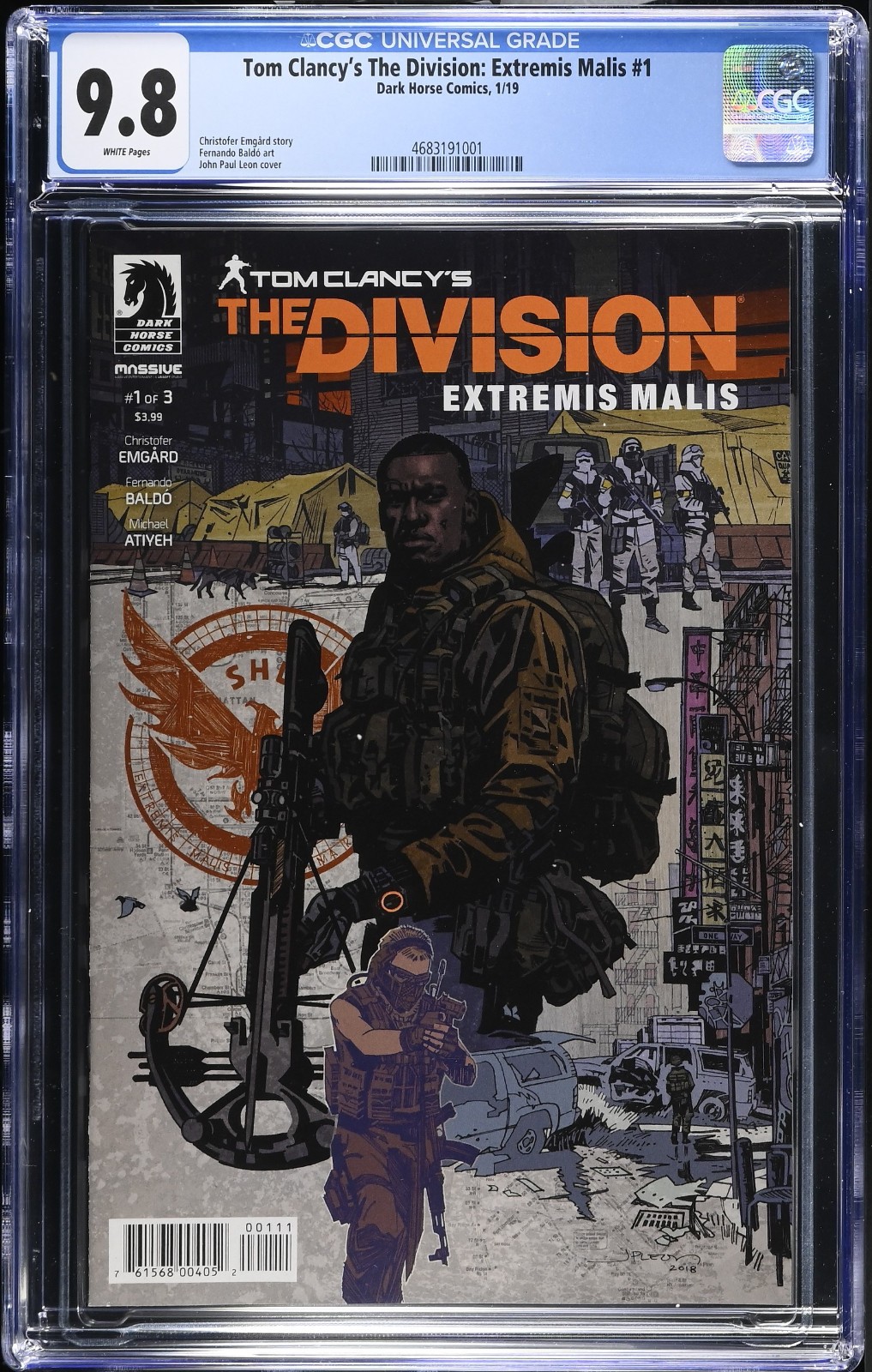 TOM CLANCY\'S THE DIVISION: EXTREMIS MALIS #1 (2019) CGC 9.8 WHITE PAGES TOM CLANCY\'S THE DIVISION: EXTREMIS MALIS #1 (2019) CGC 9.8 WHITE PAGES