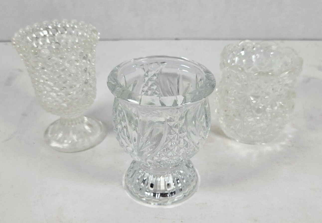 Lot Clear Glass Candle Holder Single Taper Candlestick, Votive Holder Two Sided