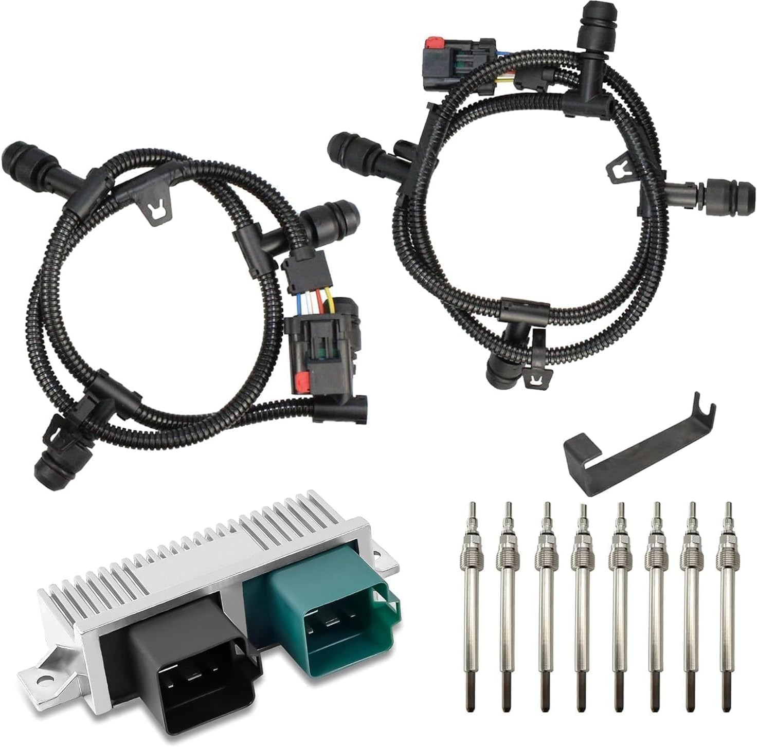 Powerstroke Glow Plug Connector Harness Kit with 8 Glow Plugs and GPCM Powerstroke Glow Plug Connector Harness Kit with 8 Glow Plugs and GPCM