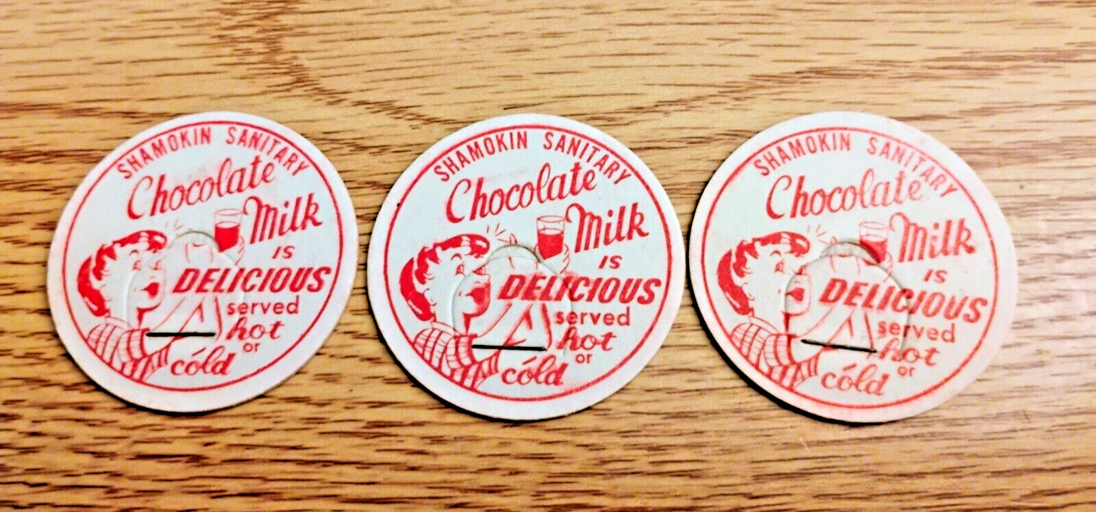 3 Vintage SHAMOKIN pa. SANITARY CHOCOLATE MILK Bottle Caps Unused 3 Vintage SHAMOKIN pa. SANITARY CHOCOLATE MILK Bottle Caps Unused