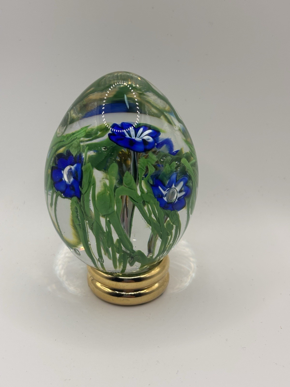 Franklin Mint Treasury of Eggs Hand Blown Glass Egg Blue Flowers 3 Franklin Mint Treasury of Eggs Hand Blown Glass Egg Blue Flowers 3