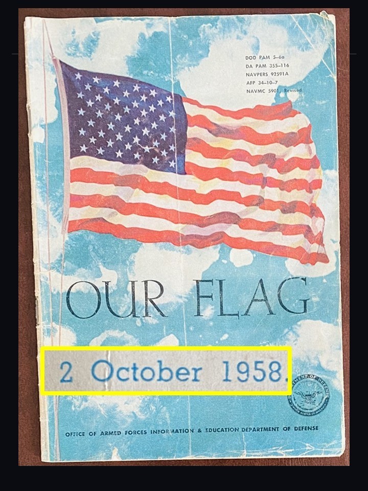 OUR FLAG 49 STARS OCTOBER 2, 1958 UNITED STATES DOD FLAGS OF THE REVOLUTION OUR FLAG 49 STARS OCTOBER 2, 1958 UNITED STATES DOD FLAGS OF THE REVOLUTION