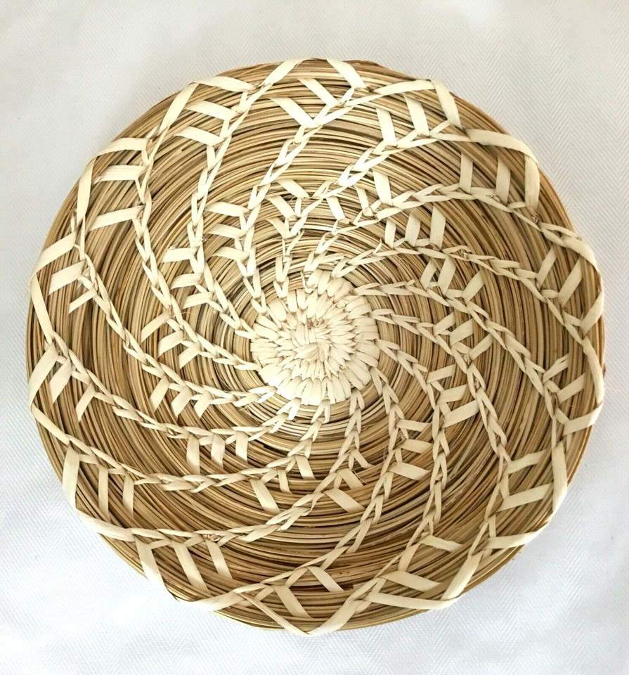 Vintage Tohono O\'odham Basketry-Native Am ~Papago~Split Stich Tray Basket~8\