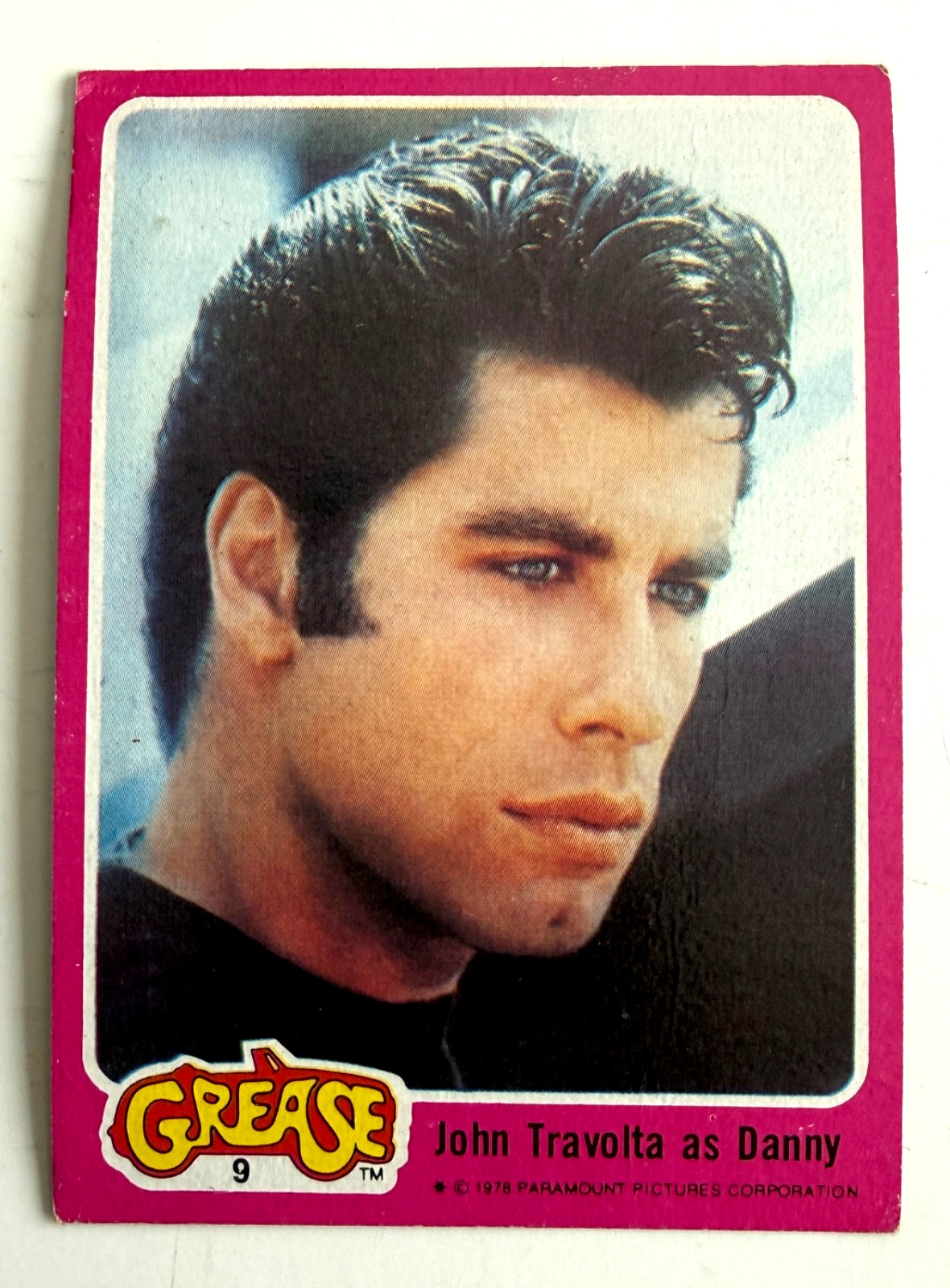 1978 Topps Grease John Travolta as Danny #9 Go grease lightning. Oh Sandy. Cool. 1978 Topps Grease John Travolta as Danny #9 Go grease lightning. Oh Sandy. Cool.