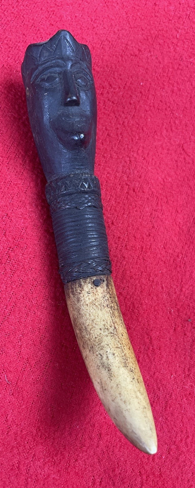 Batak Tribe Old Carved Wood Pig Tooth Warrior Magic Neck Amulet ~ Sumatra