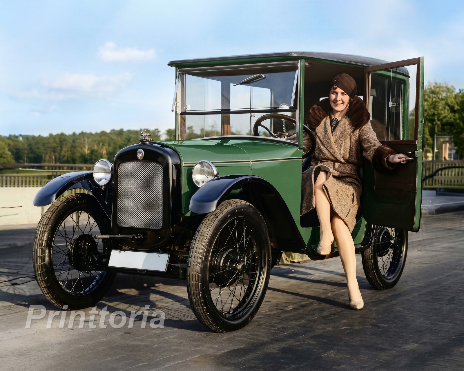 1920s VINTAGE CAR ❤️ Flapper Girl Roaring 20s Antique Auto Print - 8x10 Photo