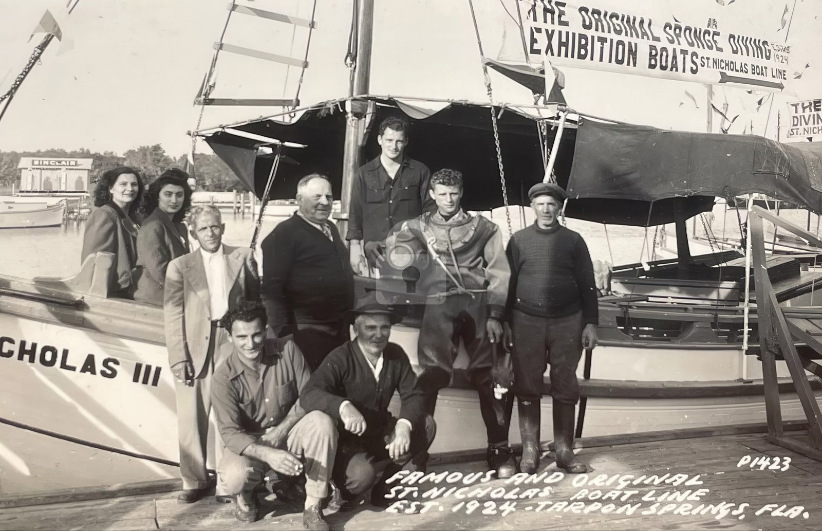 Tarpon Springs FL St. Nicholas Exhibition Boat Scuba RPPC Photo Postcard COPY Tarpon Springs FL St. Nicholas Exhibition Boat Scuba RPPC Photo Postcard COPY