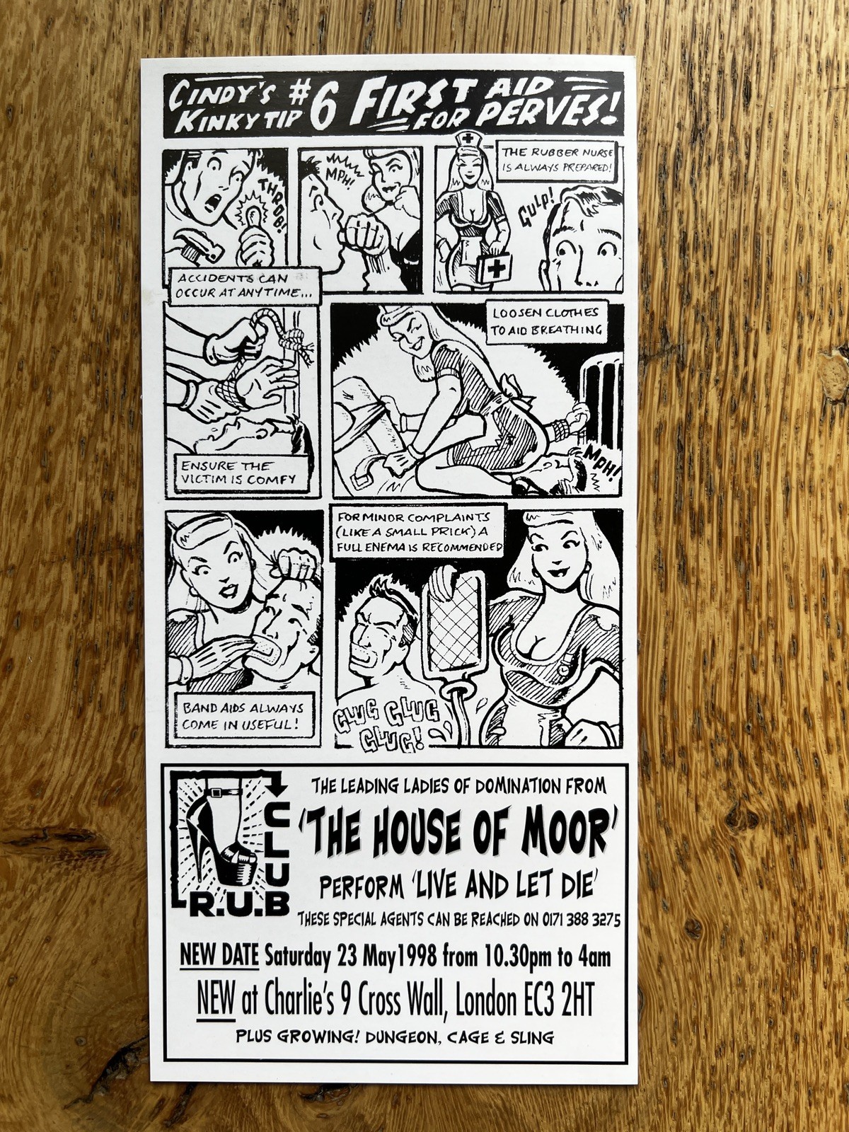 Rare Original 1990s London Club Archive: Club R.U.B. Flyer By Vince Ray Rare Original 1990s London Club Archive: Club R.U.B. Flyer By Vince Ray