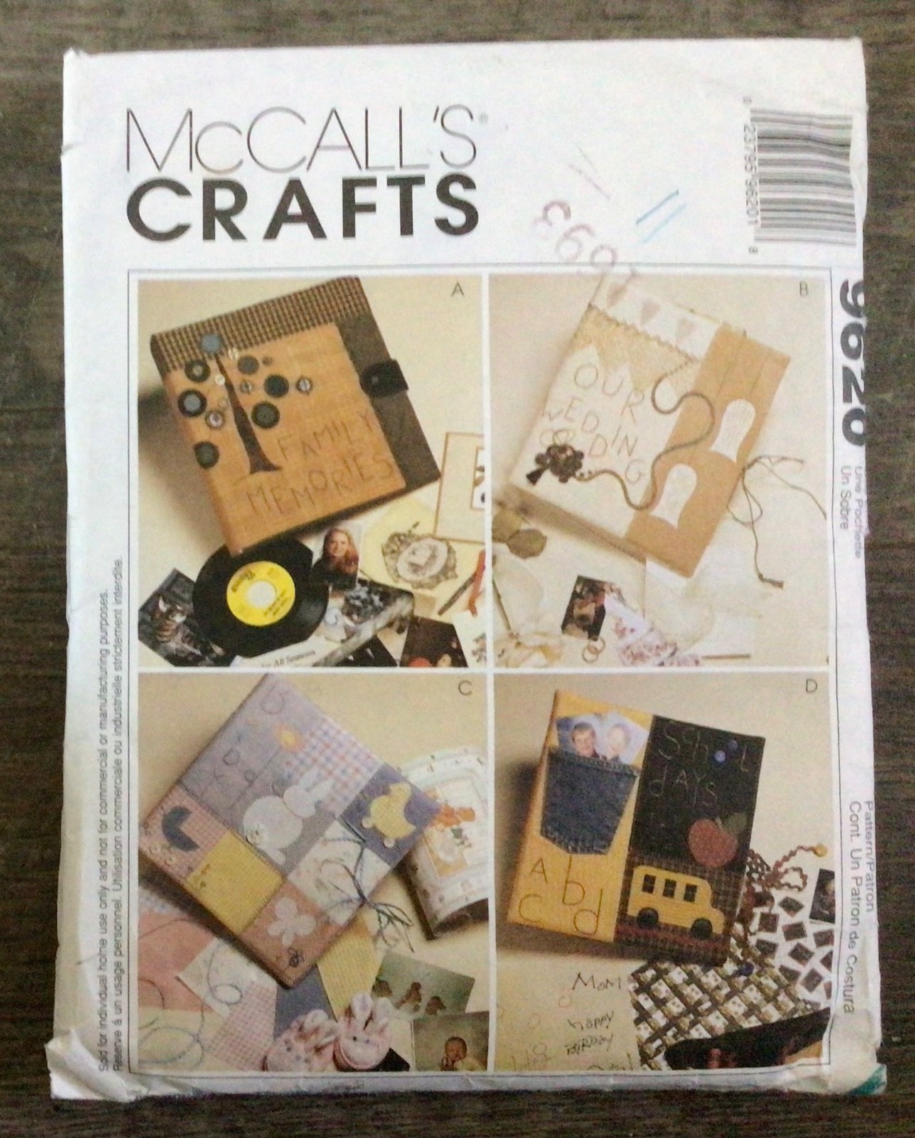 1998 McCALL’S CRAFTS Sewing Pattern #9620 “Memory Albums” pre-owned partial cut 1998 McCALL’S CRAFTS Sewing Pattern #9620 “Memory Albums” pre-owned partial cut