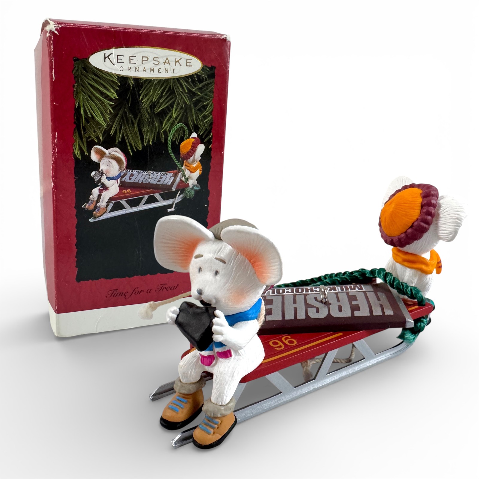 Hallmark Keepsake Ornament 1996 Hershey's Milk Chocolate Sledding Mice Time for