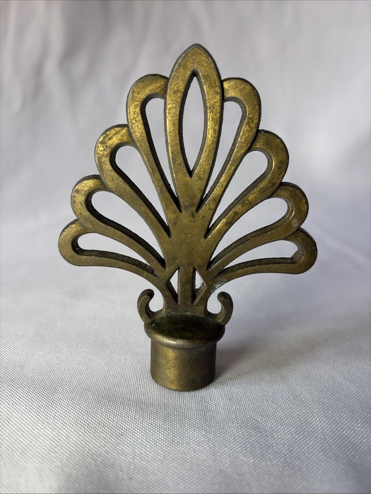 Large Brass Finial Vtg Peacock Tail Art Deco Lamp