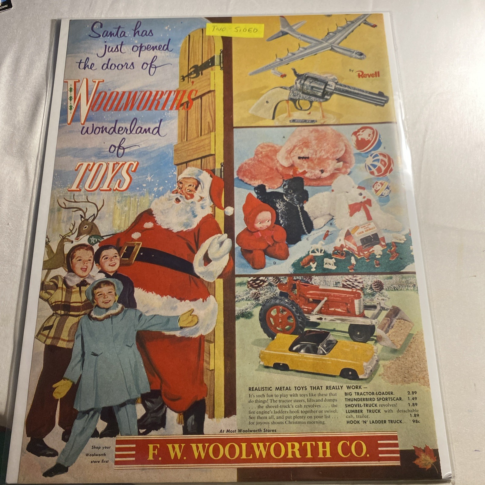Woolworth's Toys Christmas Ad 1950s Vintage Full Page Magazine Print Ad- 2 Sides Woolworth's Toys Christmas Ad 1950s Vintage Full Page Magazine Print Ad- 2 Sides