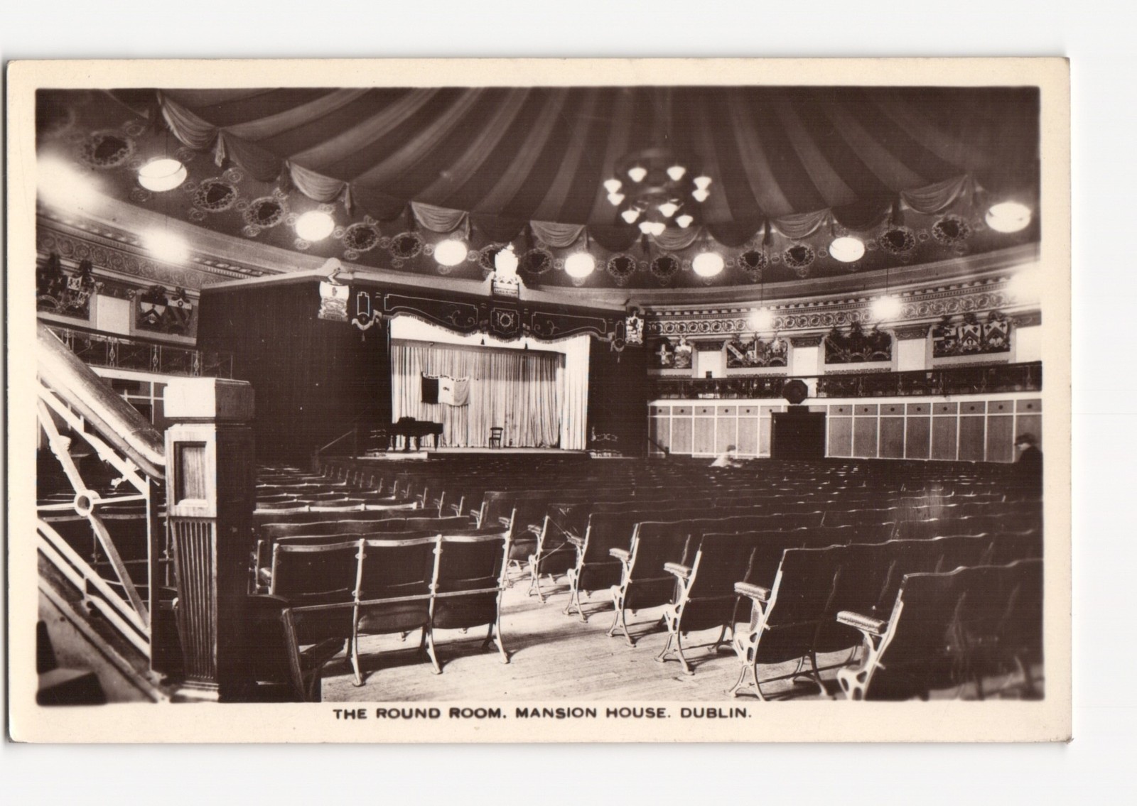 Round Room Mansion House Dublin Ireland Stage Piano Chairs Interior Postcard Round Room Mansion House Dublin Ireland Stage Piano Chairs Interior Postcard