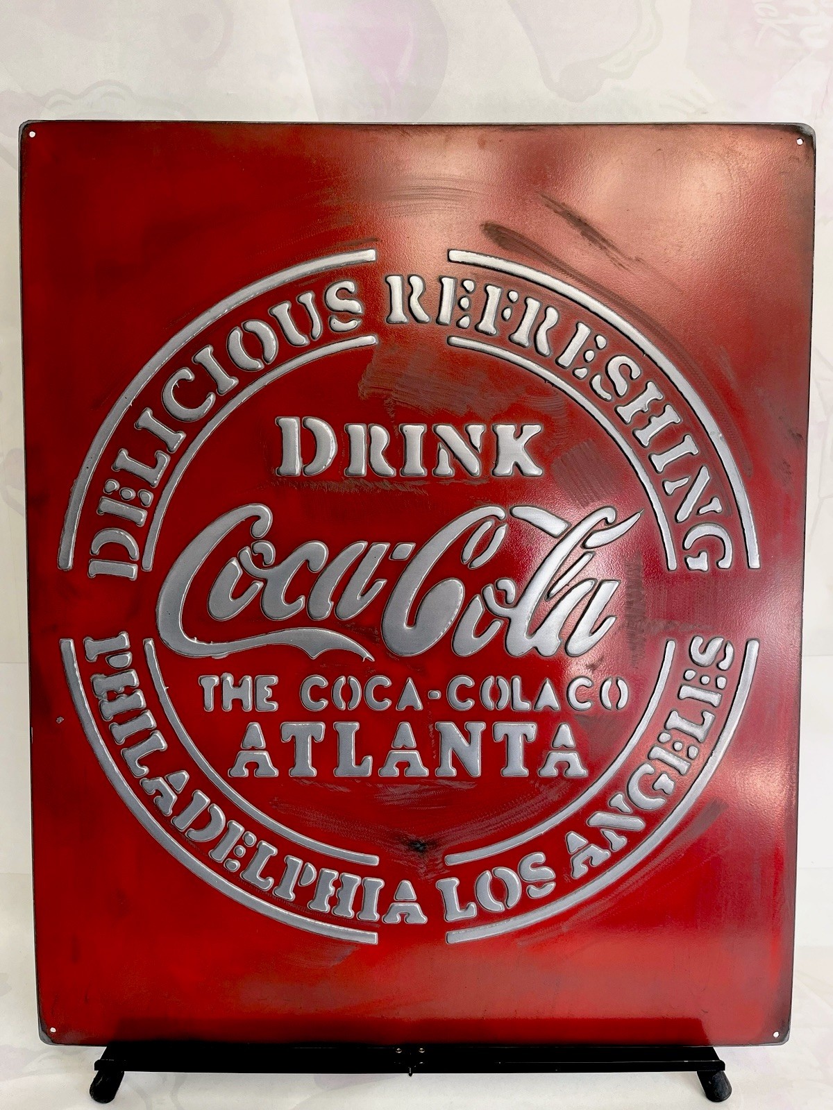 Coca Cola Metal Sign – Hand Cast Aluminum Relief Wall Art 20x24 Vintage