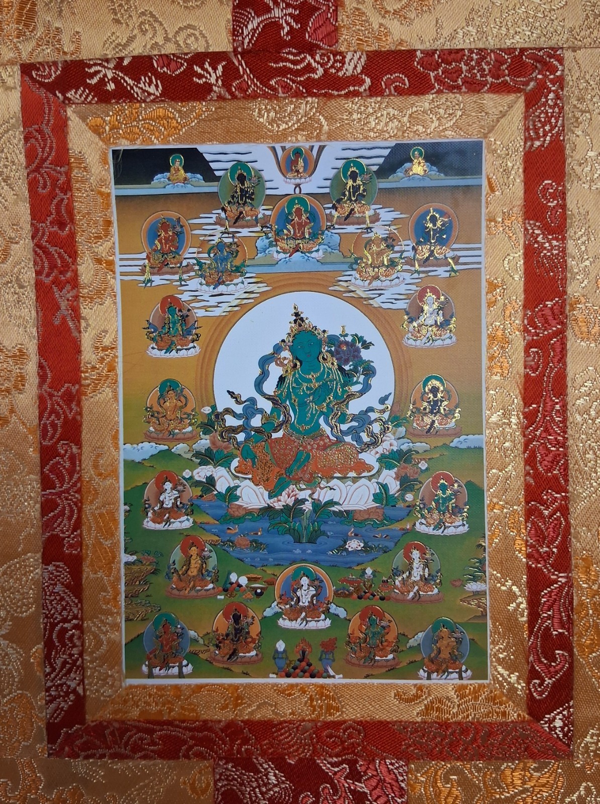 Tibetan Buddhist Thangka Print Green Tara Deity, emanation of Mother Buddha