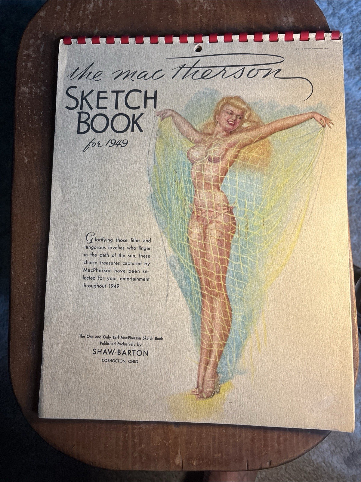 Vintage 1949 MacPherson Sketch Book Pin Up Calendar Complete SHAW-BARTON Ohio