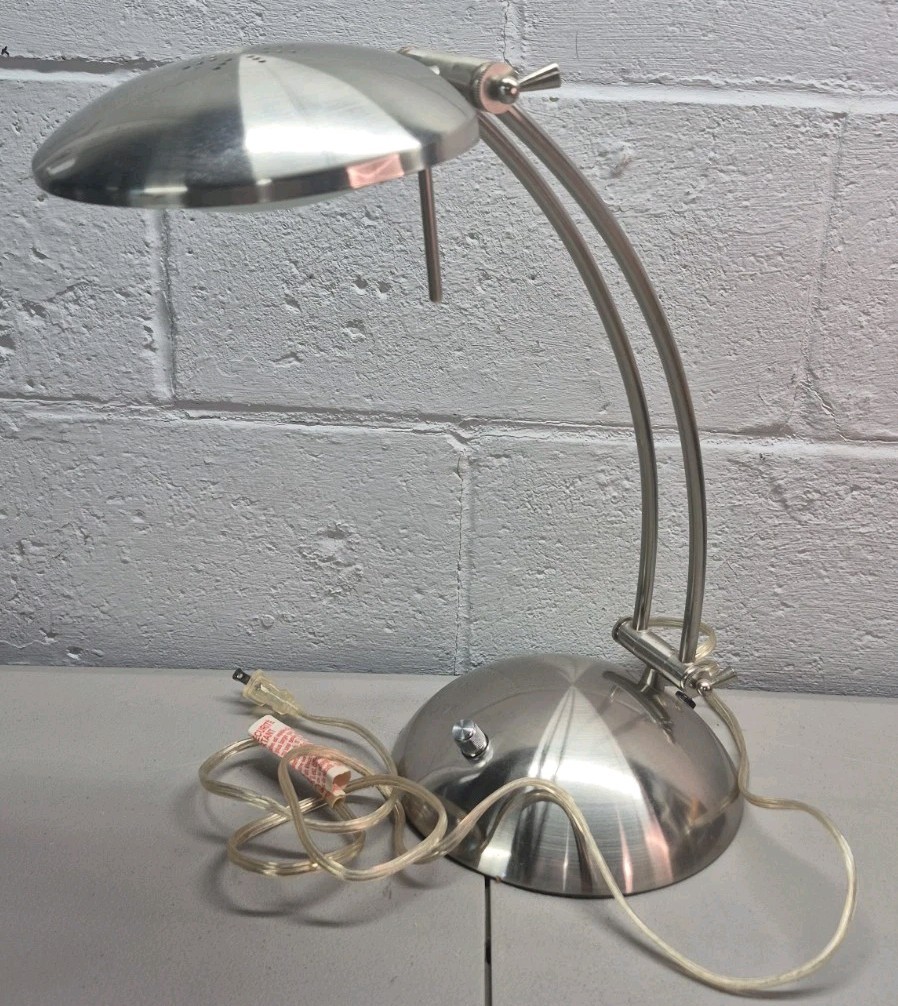 Vintage Tensor 2248 Postmodern UFO Desk Lamp Brushed Steel Space Age Dimmer Vintage Tensor 2248 Postmodern UFO Desk Lamp Brushed Steel Space Age Dimmer