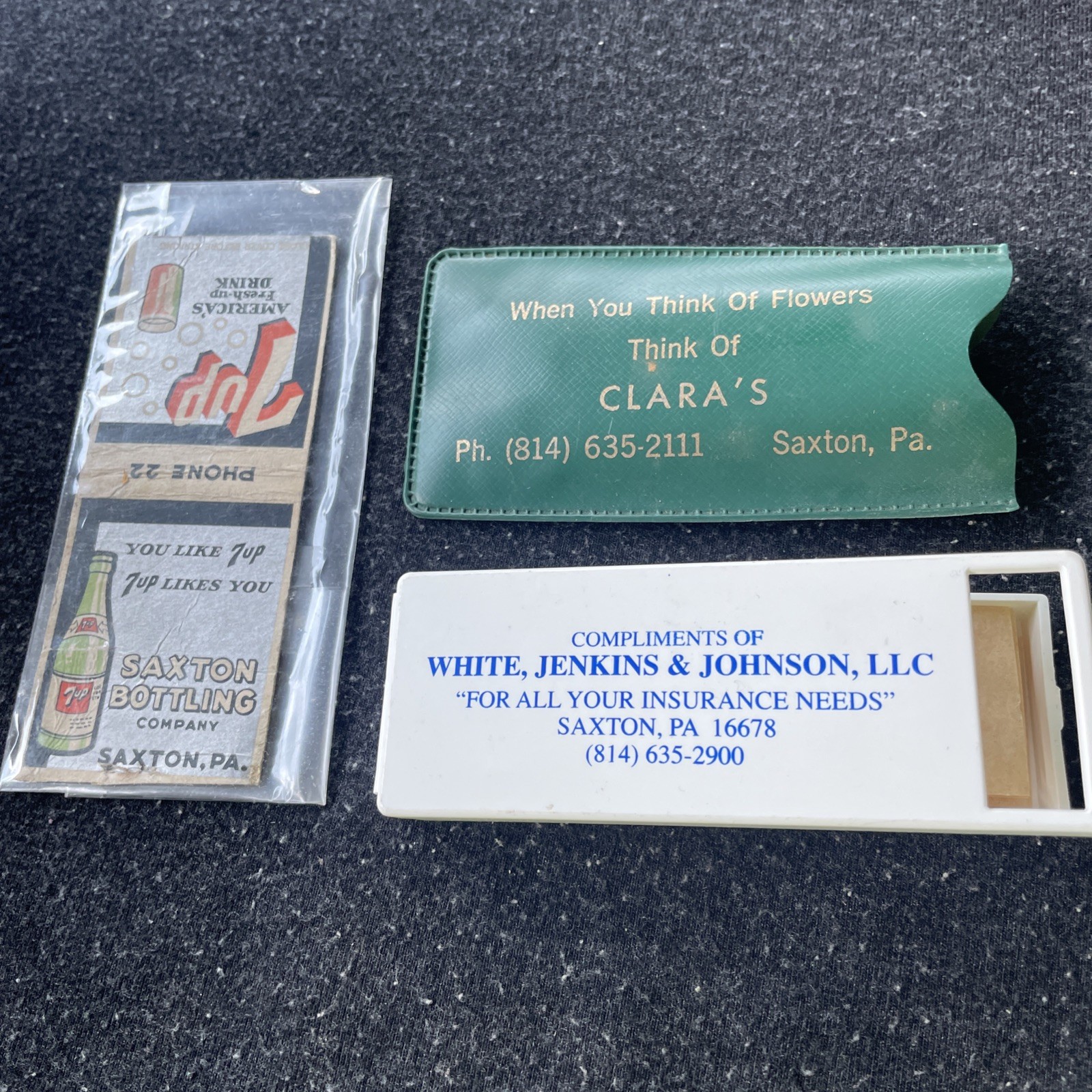 Antique 7-Up Likes You Matchbook (Empty Saxton PA Bottling Clara’s Advertising