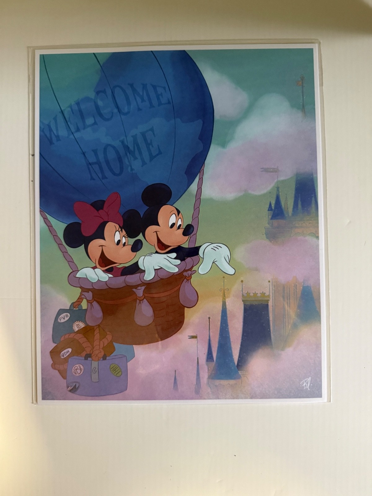 New Disney DVC Hot Air Balloon over Castle Print Artwork by Bret Iwan
