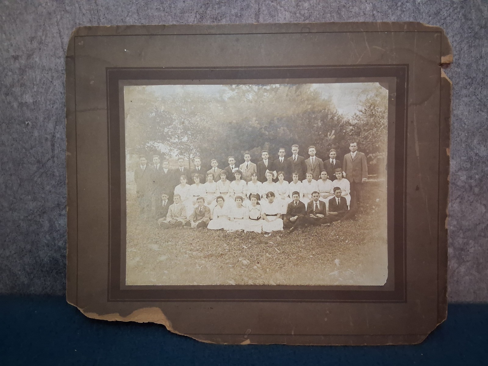 Antique 1900s Group Photograph Black White Boys/Girls Mounted 12\ Antique 1900s Group Photograph Black White Boys/Girls Mounted 12\