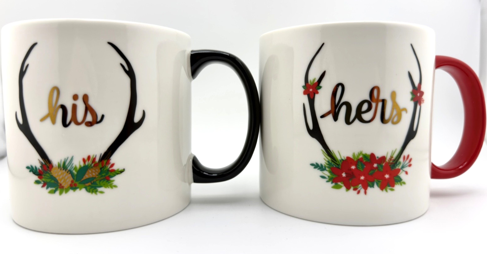 New CHARMING CHARLIE HIS & HERS Christmas Coffee Mug Set of 2