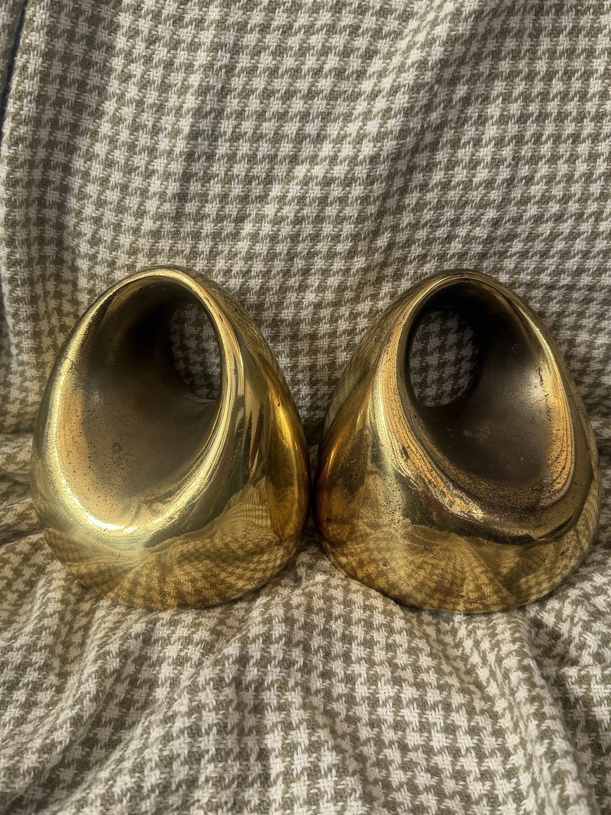 Pair of Ben Seibel Brass Plated Orb Bookends Marked, 1950s