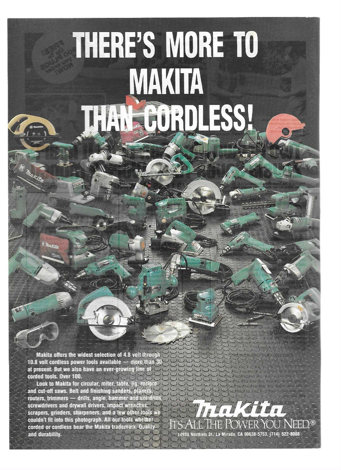 1989 Makita Corded & Cordless Power Tools & Zoysia Farm Nurseries Vintage Ads