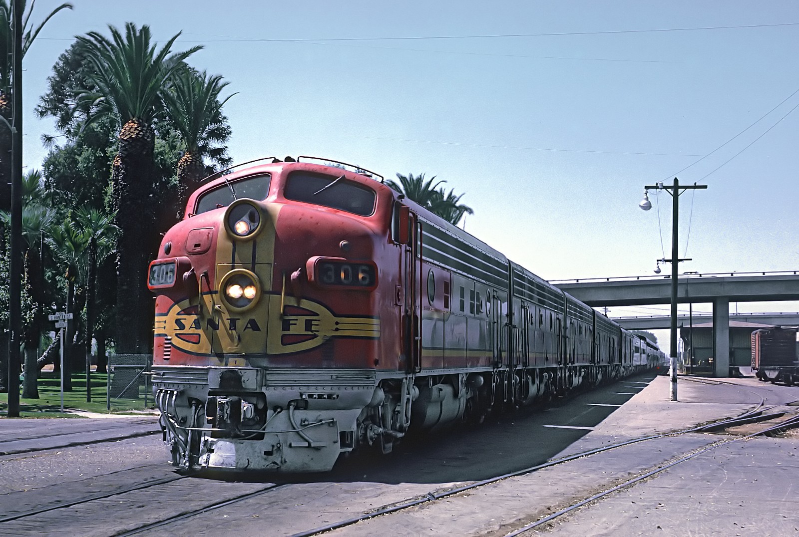 ATSF F7A 306L with the San Francisco Chief Stockton CA 1967 8.5 x 11 Photo ATSF F7A 306L with the San Francisco Chief Stockton CA 1967 8.5 x 11 Photo
