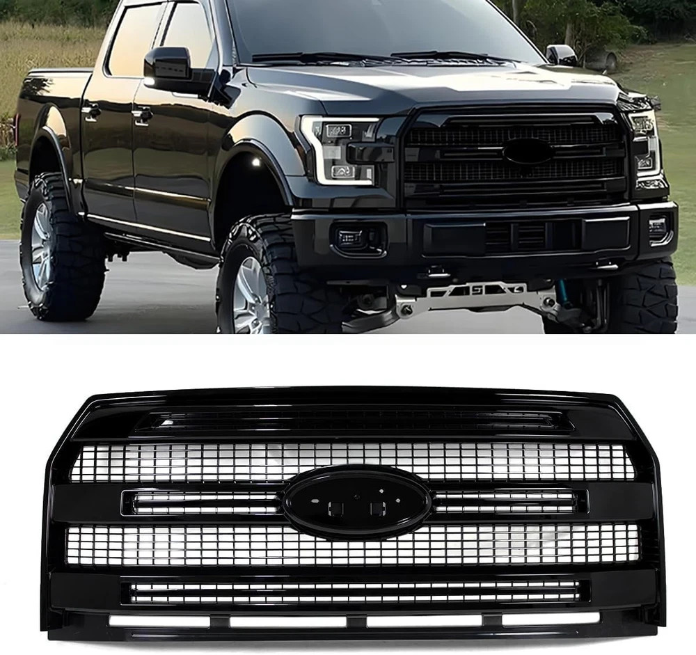 Shadow Black+Black Front Grille Grill For 2015-2017 Ford F150 Shadow Black+Black Front Grille Grill For 2015-2017 Ford F150