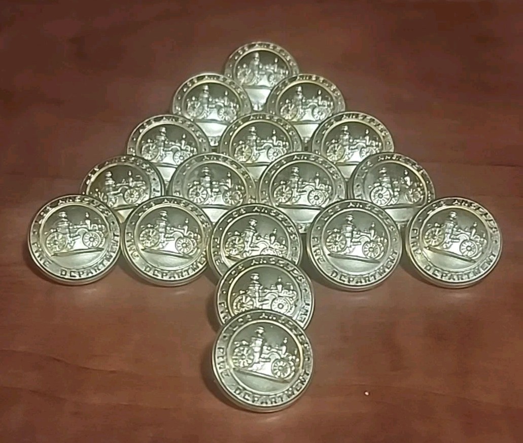 17 Vintage LAFD Los Angeles Fire Department Uniform Buttons Waterbury