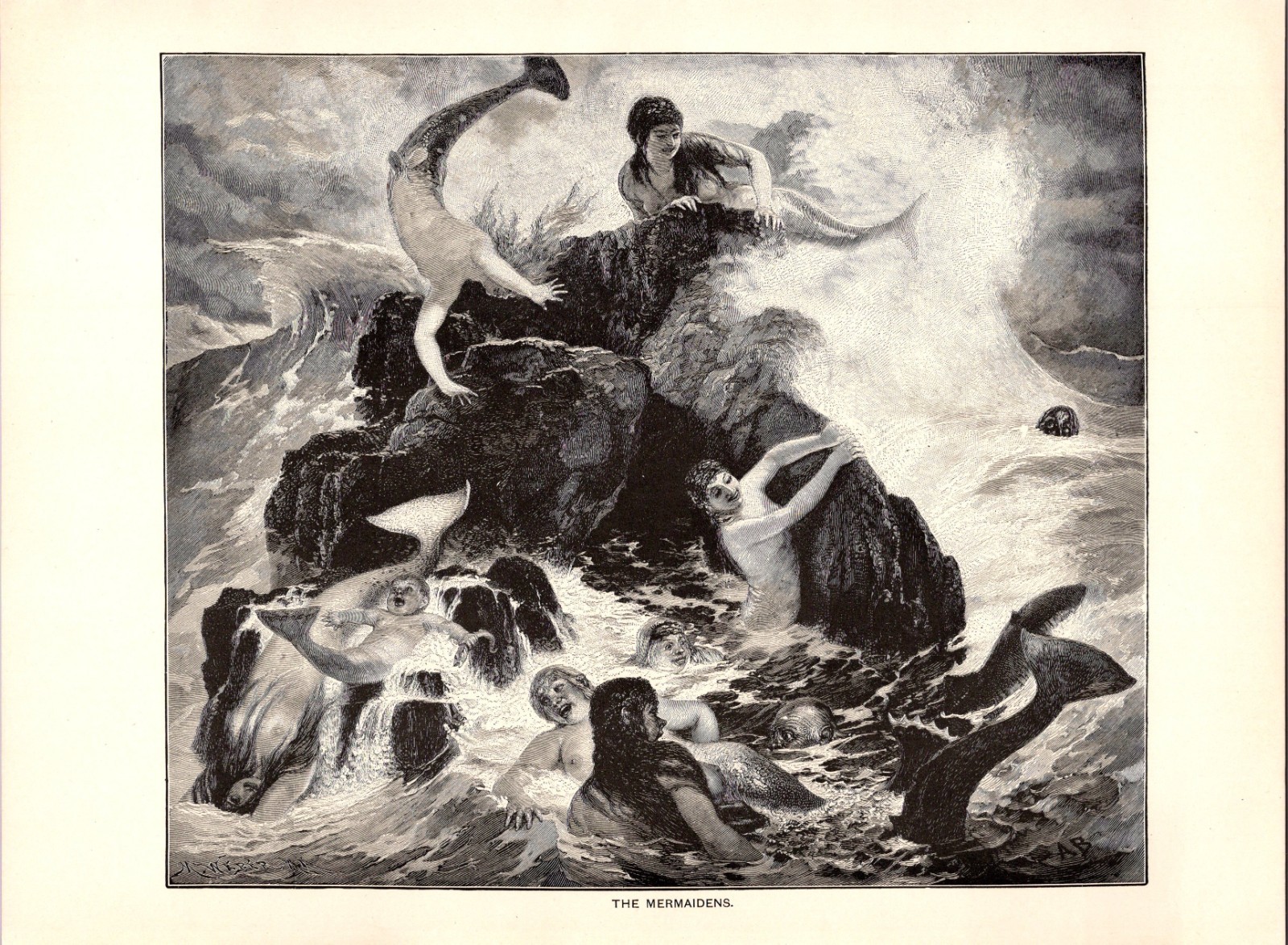 The Mermaidens Arnold Bocklin 1896 Book Plate Print TL2 The Mermaidens Arnold Bocklin 1896 Book Plate Print TL2